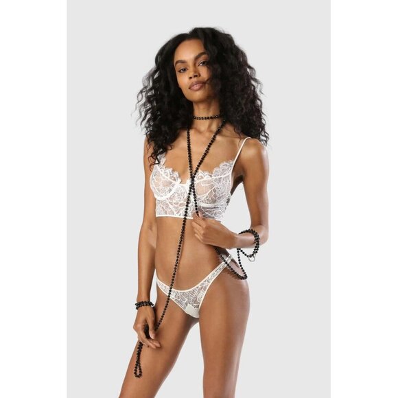 Kiki de Montparnasse Coquette Thong Ivory Lace